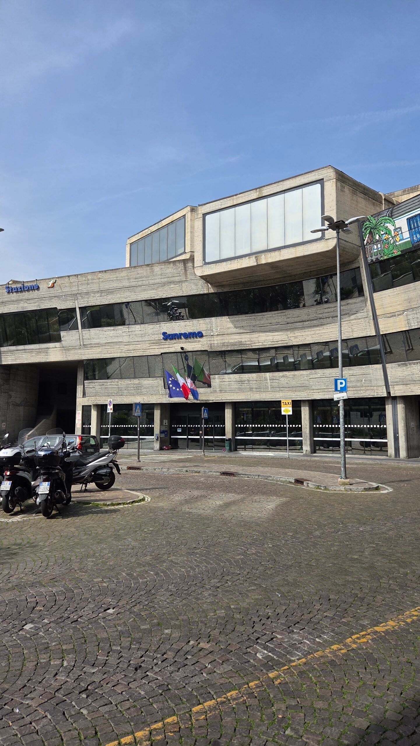 Sanremo train station facade, Italy