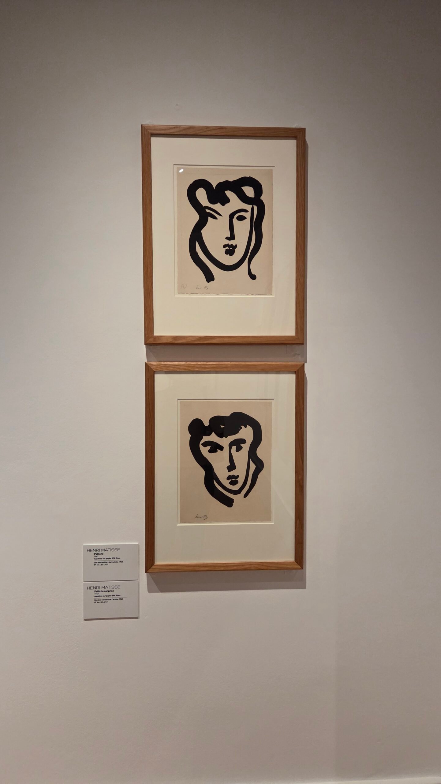 Patitcha and Patitcha surprise, two ink portrait drawings by Henri Matisse