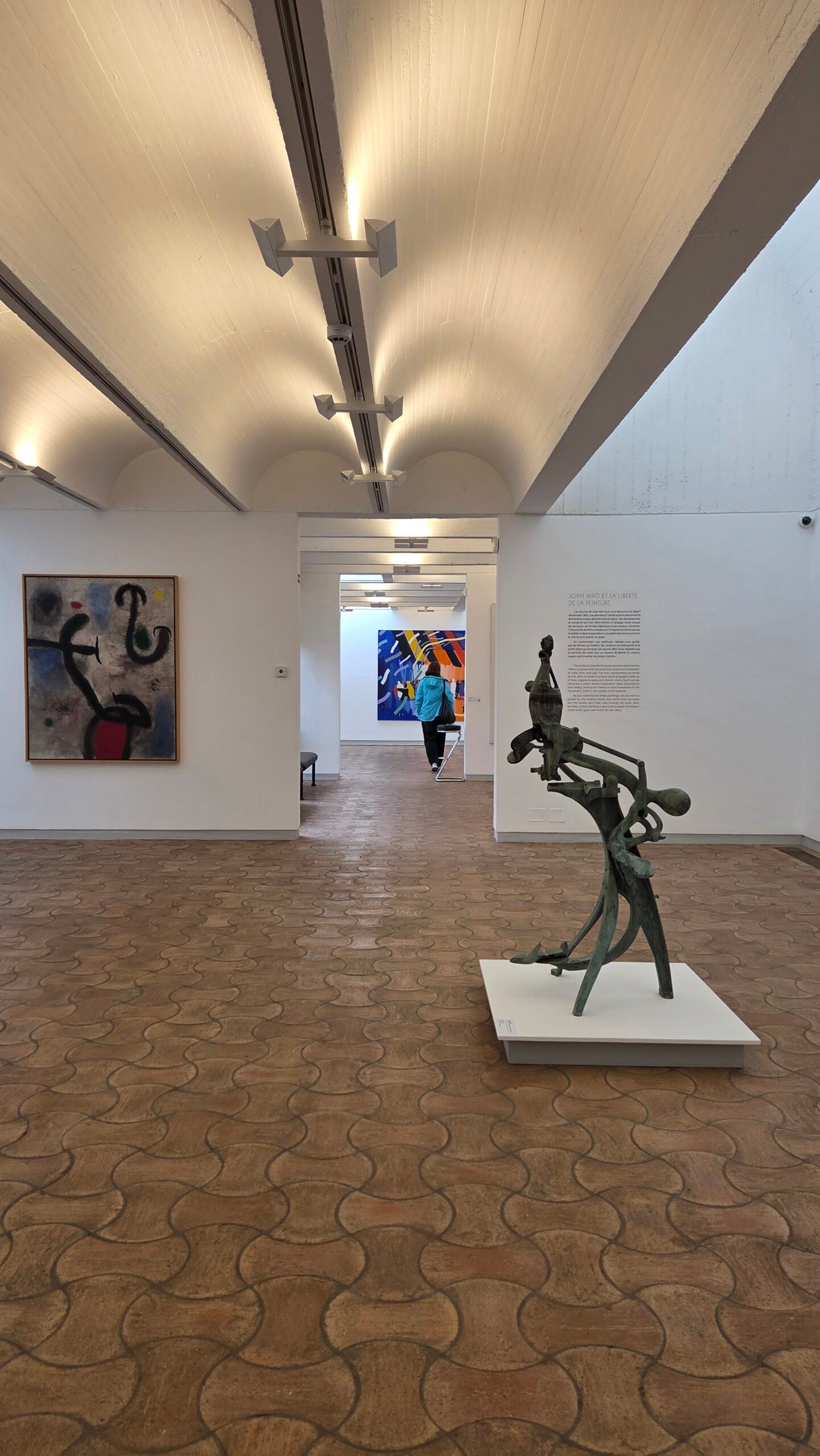 Gallery hall with a Miro bronze sculpture at Fondation Maeght, Saint-Paul-de-Vence