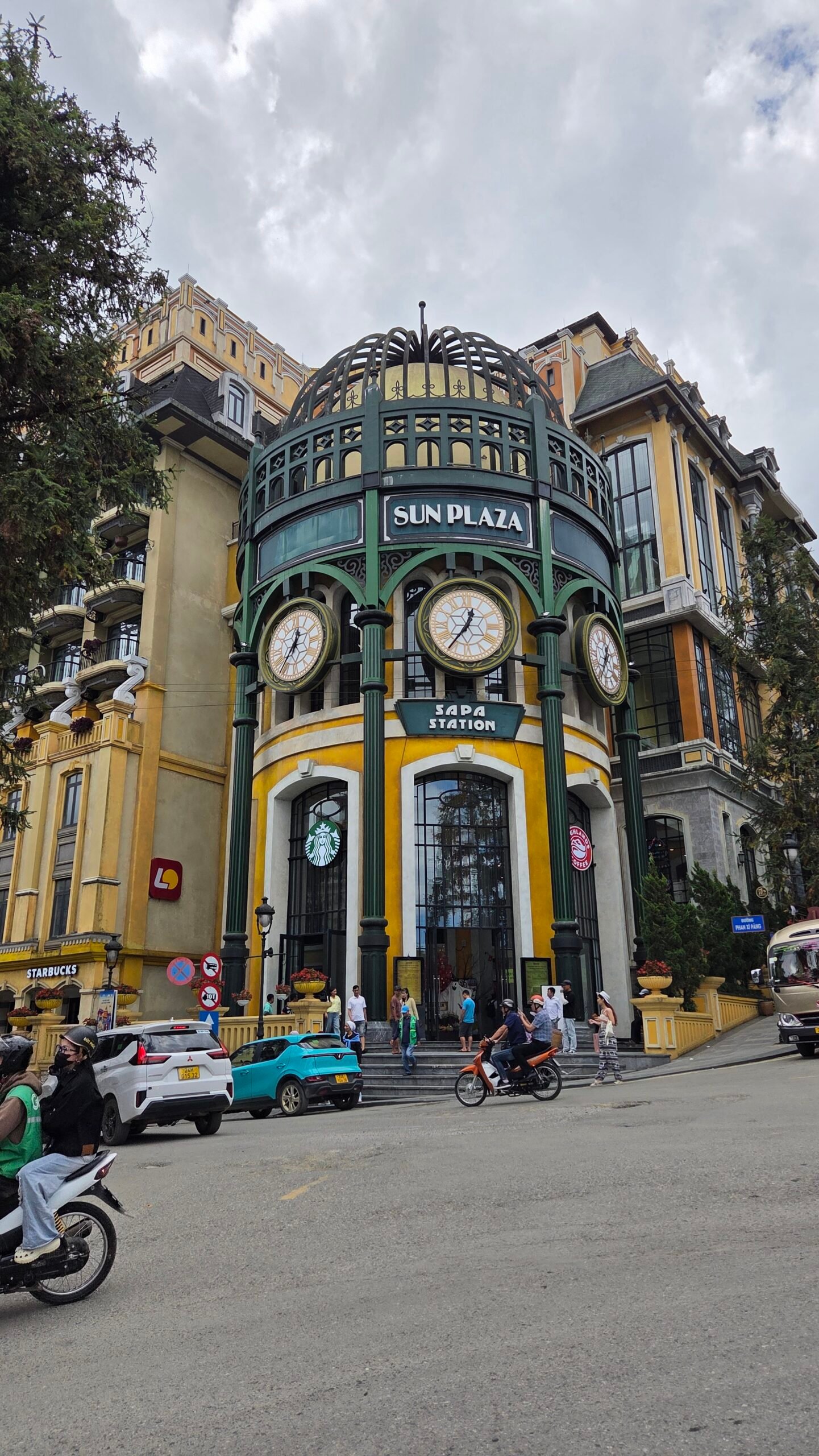 Sun Plaza Sapa Station clock tower building in Sapa town