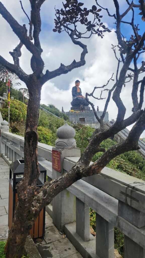 Fansipan Buddha statue on a clear day, photographed by a friend: the view that makes Fansipan worth it